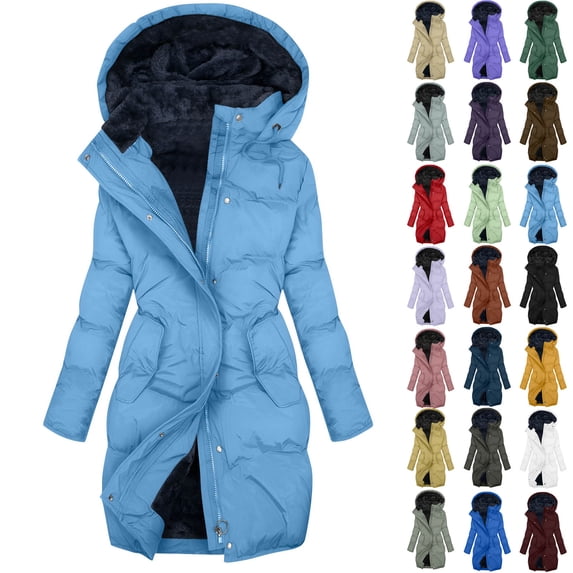 Babcutegg Womens Parka Jackets Side Pockets Fleece Lined Soild Color Hooded Zip Up Fall and Winter Clothes for Women Purple Size S