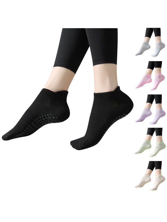 Womens Pilates Socks Breathable and Comfortable Gym Wear Yoga Non-Slip Ankle Length Tight Fitting Athletic Wear for Women Beige Size Free Size