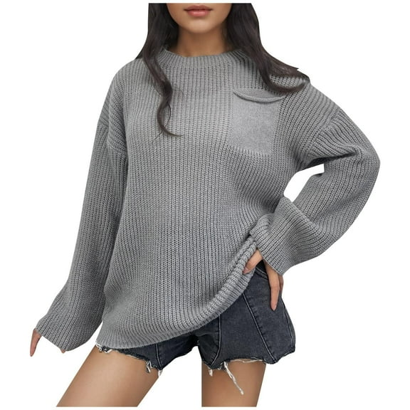 Babcutegg Womens Sweaters Casual Fashion Knit Warm Fall and Winter Clothes for Women Gray Size XL