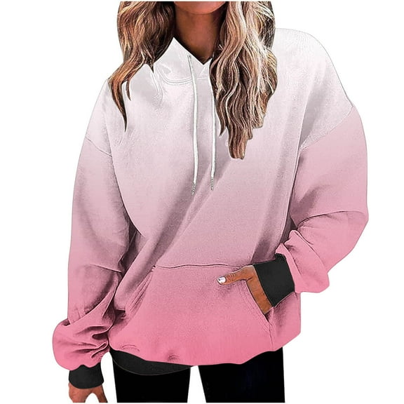 Babcutegg Womens Sweatshirts Gradient Hooded Warm Womens Fall and Winter Outfit Pink Size M