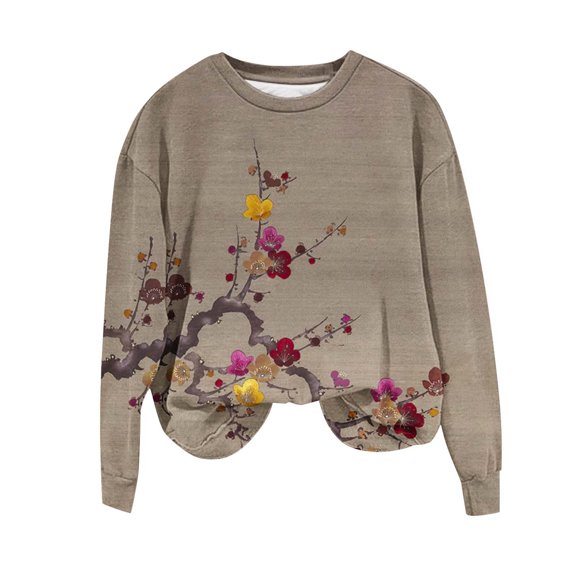 Babcutegg Womens Sweatshirts Hooded Long Length Pullover Fall and Winter Clothes for Women Khaki Size S