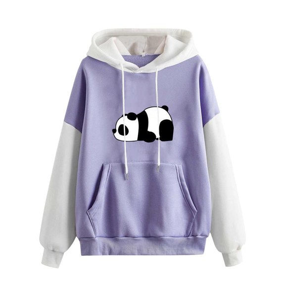 Babcutegg Womens Sweatshirts Hooded Pullover Long Sleeve Fall and Winter Outwear for Women Purple Size M