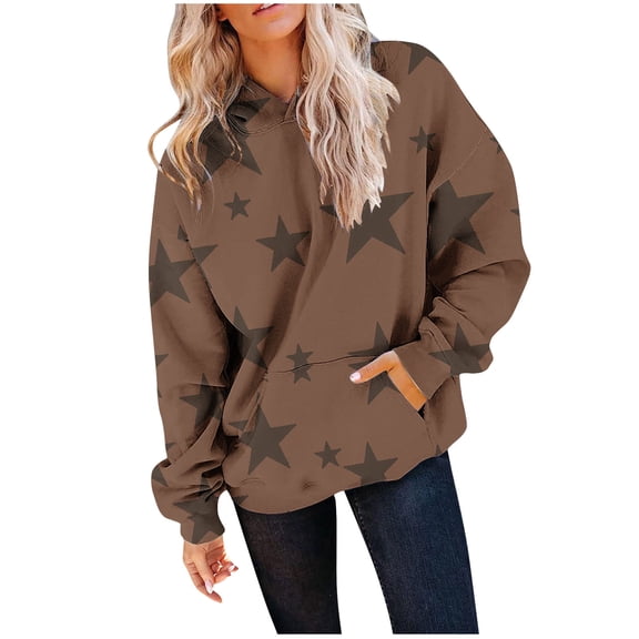 Babcutegg Womens Sweatshirts Long Sleeve Color Blocked Long Length Womens Fall and Winter Outfit Coffee Size M