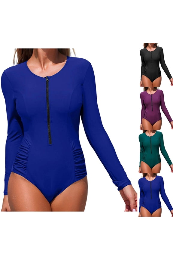 Womens Swim Wear Set Lightweight Swim Wear Pullover Crew Neck Diving Clothes for Women Purple Size M