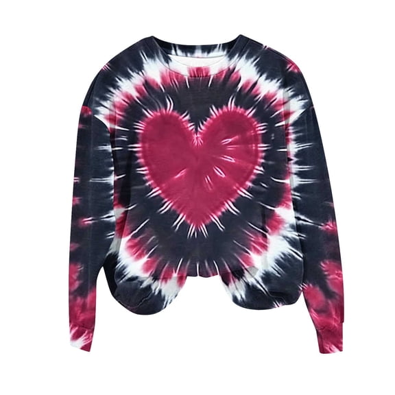 Babcutegg Womens Valentine's Day Shirts Crew Neck Pullover Love Heart Long Sleeve Lightweight Clothes for Women Wine Size L