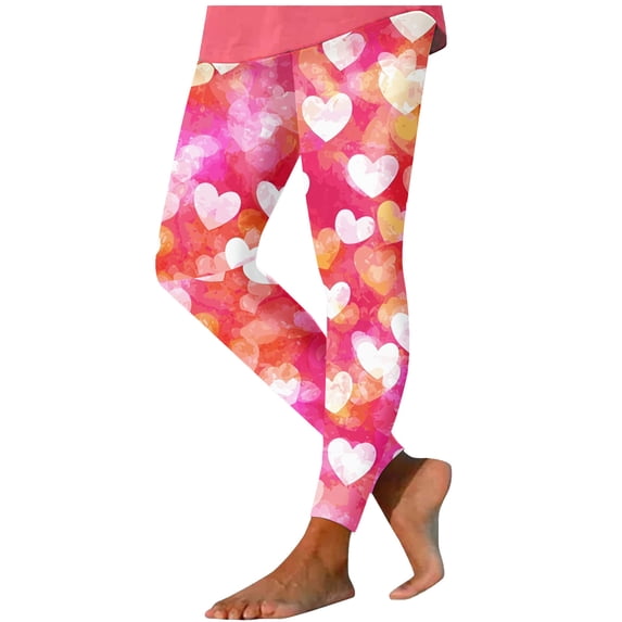 Babcutegg Womens Valentine's Day Yoga Pants Tight Fitting Quick Dry Straight Leg Athletic Wear Gym Pants Womens Sport Clothes Hot Pink Size S