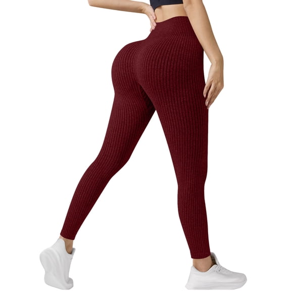 Babcutegg Womens Yoga Pants Athletic Wear High Waist Full Length Quick Dry Gym Pants Sport Clothes for Women Wine Size XL