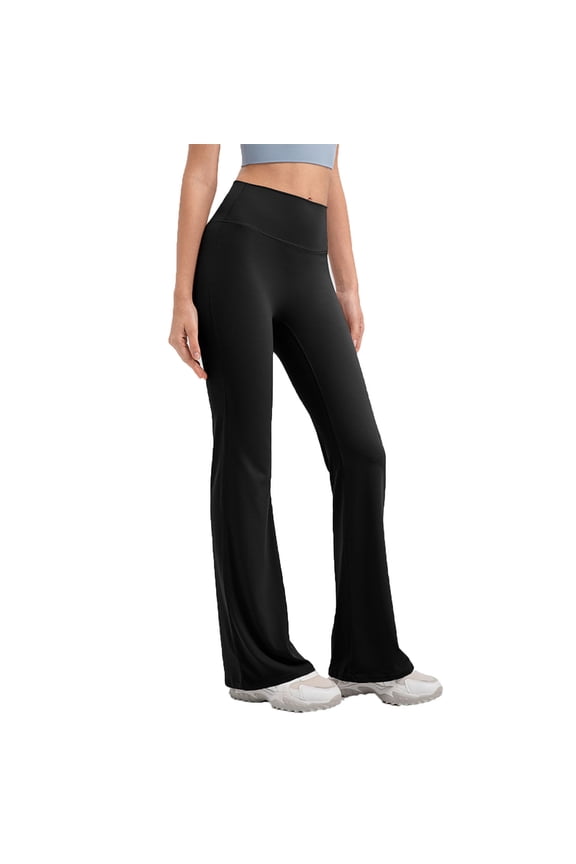 Womens Yoga Pants Lightweight Elastic Waist Straight Leg Tight Fitting Gym Pants Sport Clothes for Women Black Size L