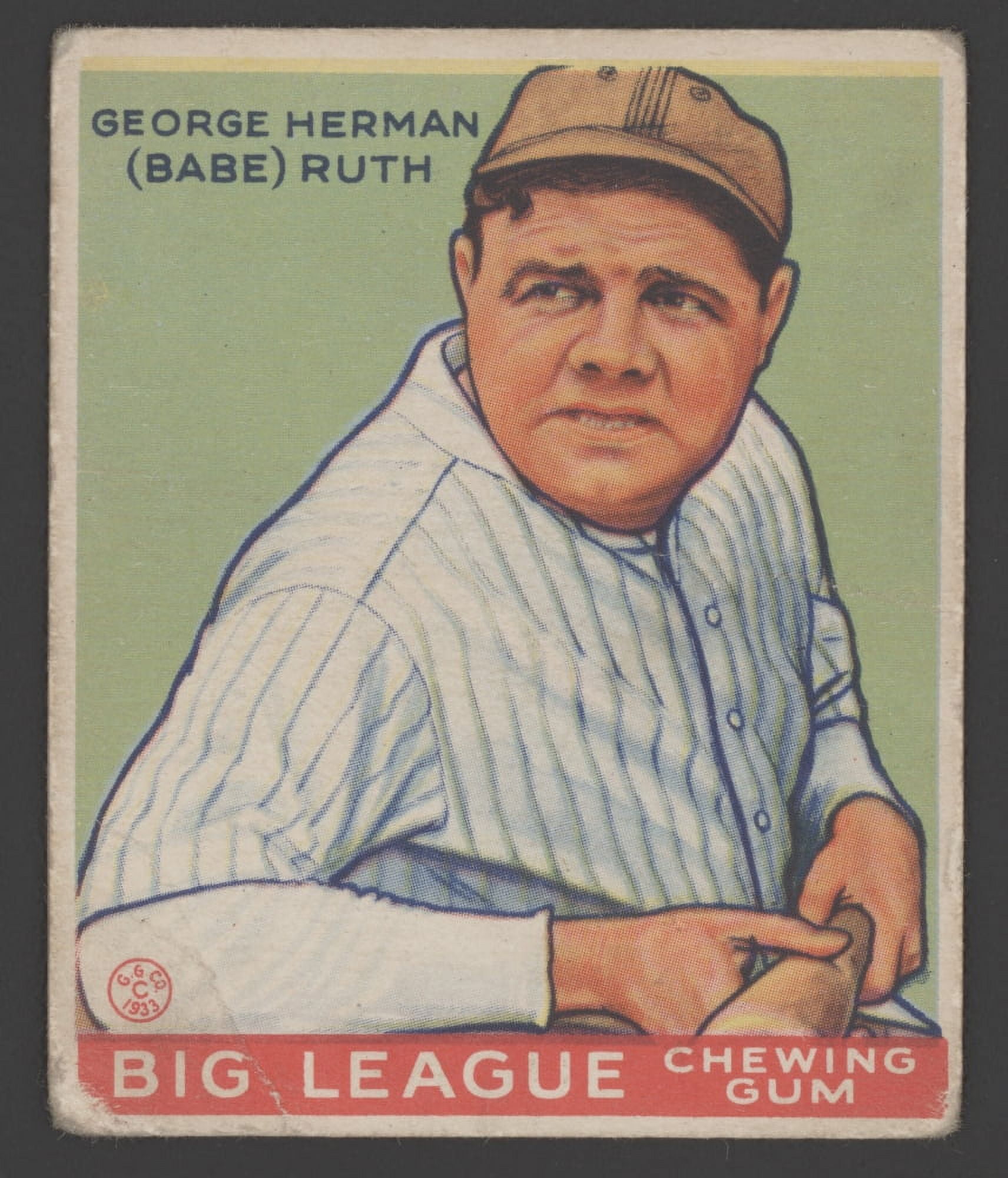 Babe Ruth 1933 Baseball Card By Big League Chewing Gum. (Bsloc20151731