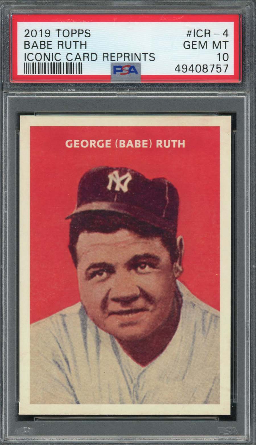 Babe Ruth 2019 Topps Iconic Card Baseball Card #ICR-4 Graded PSA 10 ...