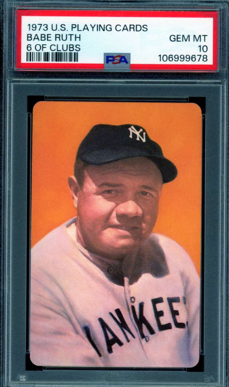 Babe Ruth Card 1973 U.S. Playing Cards Six Of Clubs #nno PSA 10 ...