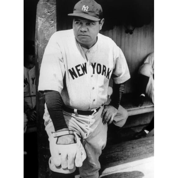 Babe Ruth In The New York Yankees Dugout At League Park In Cleveland History (18 x 24)