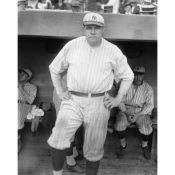 Babe Ruth New York Yankees Baseball - 12x18 Inch Laminated Aviation Poster - Stunning Detail and Bold Colors
