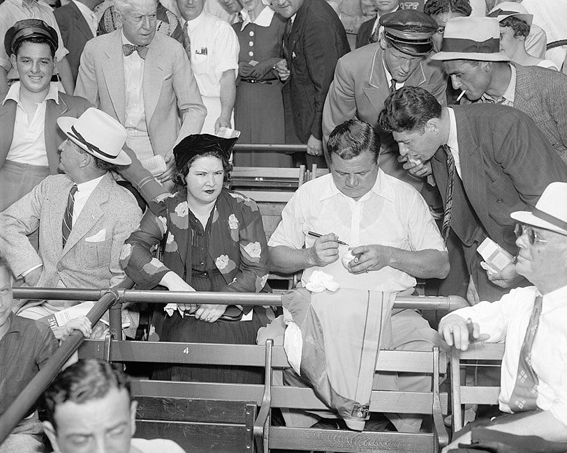 Babe Ruth Signs Baseball for Admirer Style - A - 20x30 Inch Laminated ...