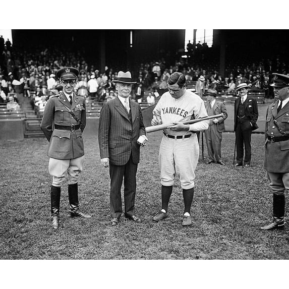Babe Ruth Signs Bats and Baseballs Style - A - 24x36 Inch Laminated Aviation Poster - Stunning Detail and Bold Colors