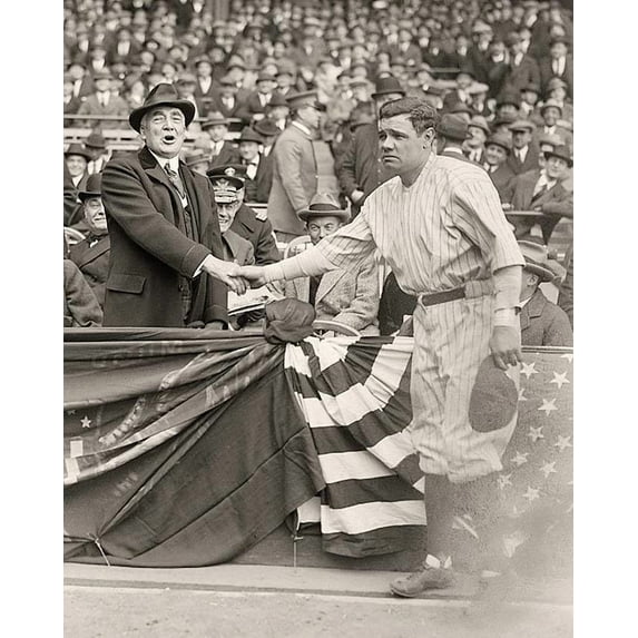Babe Ruth with President Warren Harding - 24x36 Inch Laminated Poster - Stunning Detail and Bold Colors
