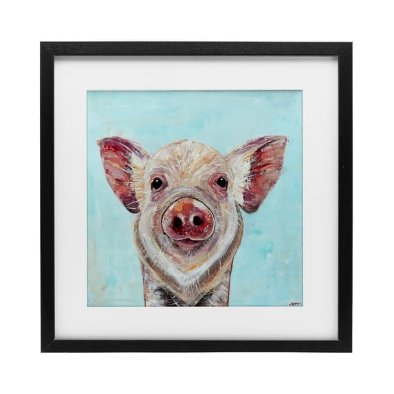 Stupell Industries Babe Screen Piglet Black Framed Print Under Glass, design by Jennifer Seeley, 13 x 13