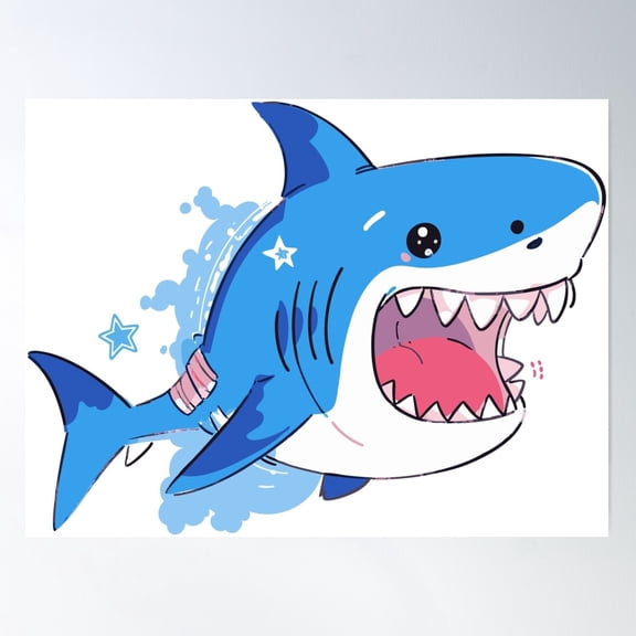 Babe Shark Poster Wall Art, Modern Wall Decor For Living Room Bedroom, 16x24 UNFRAMED