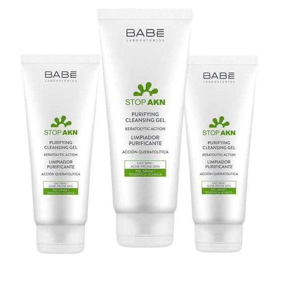 Babe Stop-Akn Purifying Facial Cleansing Gel 100 ml -3 Pack