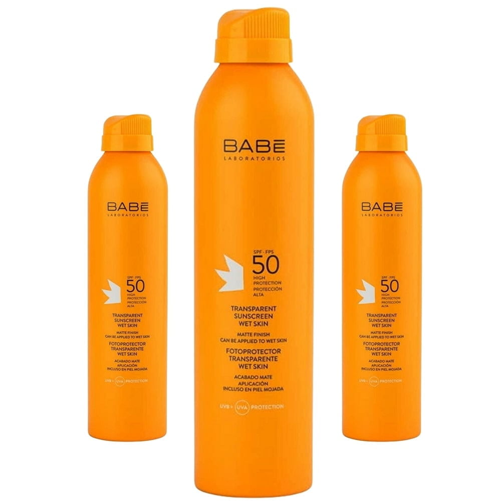 Babe Transparent Sunscreen Wet Skin Spf 50 Sun Spray 200 ml -3 Pack