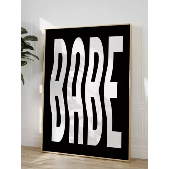 Babe Wavy Text Typography Art Print - Retro Trendy Typograpic Bold Quote