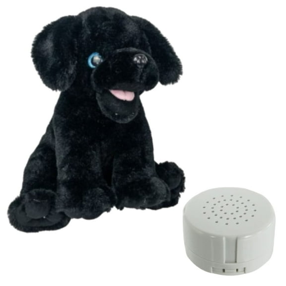 Plush Gear Babe the Black Lab 16" Stuffed Animal with Voice Recorder  Realistic Plush Dog Toy, Eco-Friendly Gift