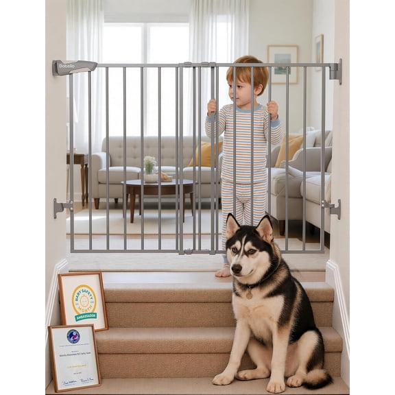 Babelio No Bottom Bar Baby Gate, 28" H x 26-43" W, Grey