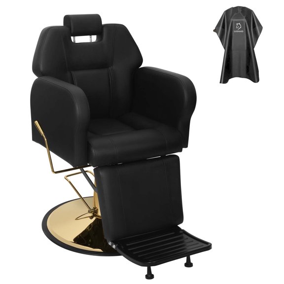 Baber Chair,Reclining Chair with Adjustable Headrest and Armrests,Hydraulic Professional Rolling Swivel Salon Chair,Heavy Duty Styling Chair for Babershop Hair Salon Stylist.-Gold