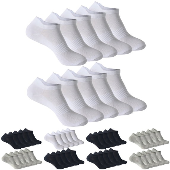 Baberdicy 10 Pairs Men's Ankle Socks, Bulk Pack Low Cut Athletic Socks, Breathable Quick-Dry Lightweight Sport Socks, Casual Thin Comfort Socks,Silver M