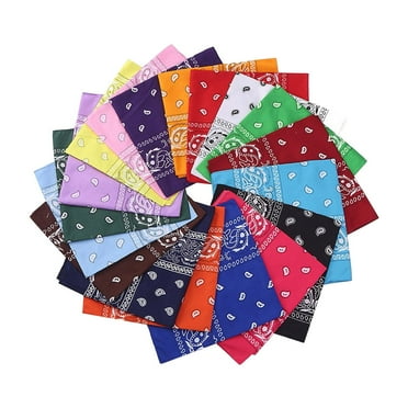 Baberdicy 18Pcs Paisley Bandanas Multi Colored Set Cowboy Bandana Head Scarf Double Sided