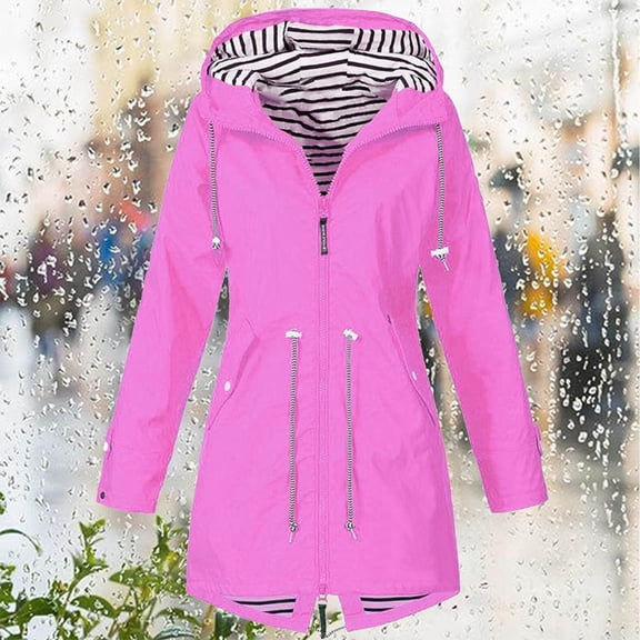 Baberdicy 3-In-1 Hooded Parka , Detachable Liner Jacket Women's 3-In-1 Windproof Outdoor Jacket, Striped Hooded Mountaineering Suit with Removable Liner for Autumn Winter Pink 3Xl