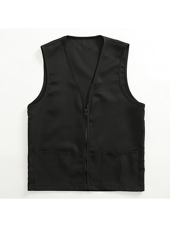 Adult Clerk Activity Vest, Unisex Work Uniform Vest for Retail And Supermarket , Work Utility Vest, Tool-Pocket Gilet, Job-Site Safety Layer Black S
