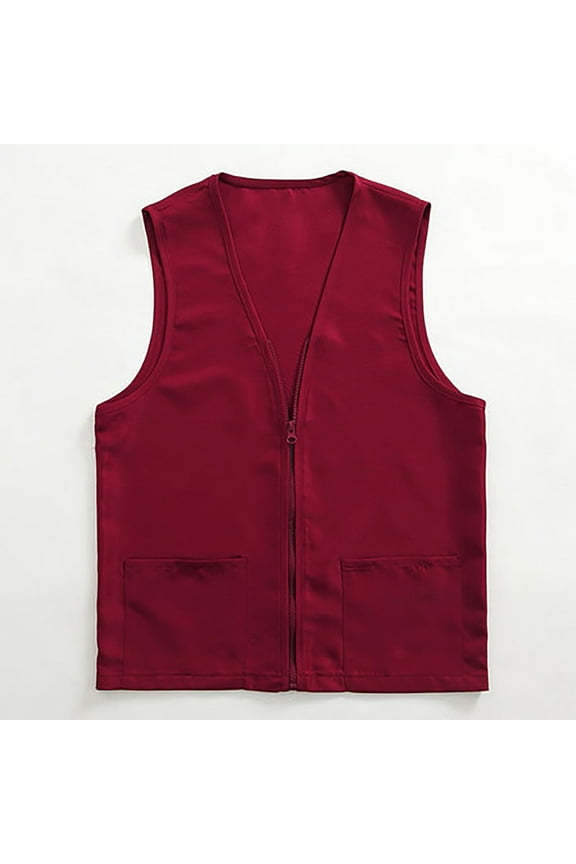Adult Clerk Activity Vest, Unisex Work Uniform Vest for Retail And Supermarket , Work Utility Vest, Tool-Pocket Gilet, Job-Site Safety Layer Red1 S
