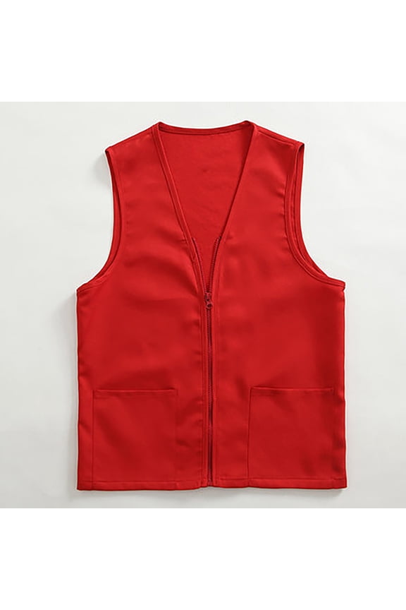 Adult Clerk Activity Vest, Unisex Work Uniform Vest for Retail And Supermarket , Work Utility Vest, Tool-Pocket Gilet, Job-Site Safety Layer Red3 M