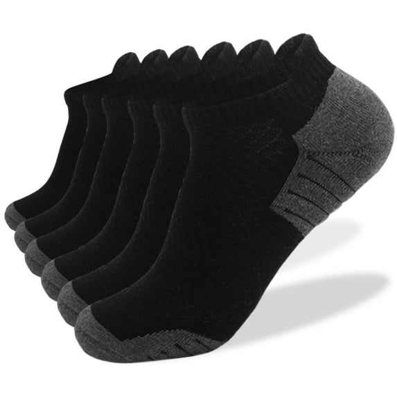 Baberdicy Athletic Socks 6-Pack - Cushioned Running - Breathable Ankle Cut - Moisture-Wicking - Men/Women Sizes - Men And Women Athletic Running Socks 6 Pairs Breathable Low Black,S