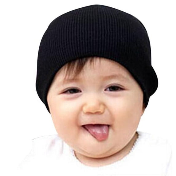 Baberdicy Baby Boy Girls Soft Hat Children Winter Warm Kids Knitted Cap Bk Black