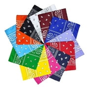 Baberdicy Bandana Sided Colored Head Bandanas Paisley Dozen Set Cowboy Scarf Multi Double Handkerchief