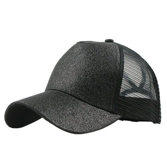 Baberdicy Baseball Cap Clearance Deals Trucker Ponytail Hat Messy Buns Glitter Plain Baseball Cap Unisex Visor Baseball Caps for Running Workouts And Outdoor Activities All Seasons Black