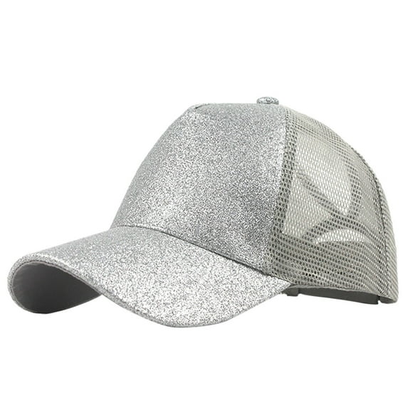 Baberdicy Baseball Caps In Sale Ponytail Messy Bun Trucker Solid Baseball Cap Visor Unisex Glitter Hat Hat Silver