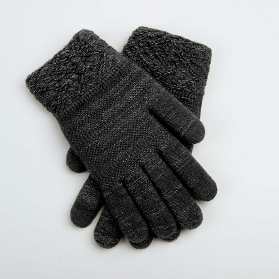 Baberdicy Basic Knit Gloves for Men And Women, Simple Full Finger Hand Warmers, Casual Winter Gloves, Ideal for Men And Women General Cold Weather Wear, Light Outdoor Activities Black