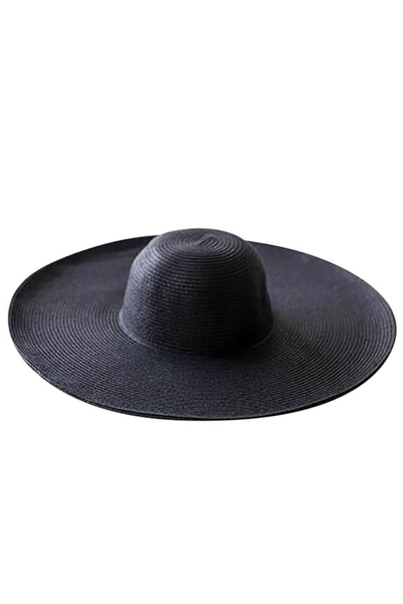 Beach Hats for Women Trendy Clearance Sales, Women Solid Color Big Brim Straw Hat Sun Floppy Wide Brim Hats Beach Cap