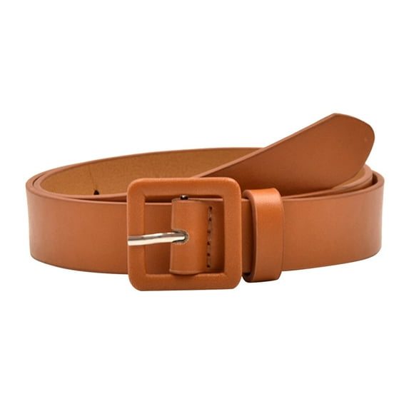 Baberdicy Belts for Women Faux Leather Women's Belt Women's Fashion Solid Color Small Square Button Versatile Decorative Jeans Clothing Accessories Belt Brown