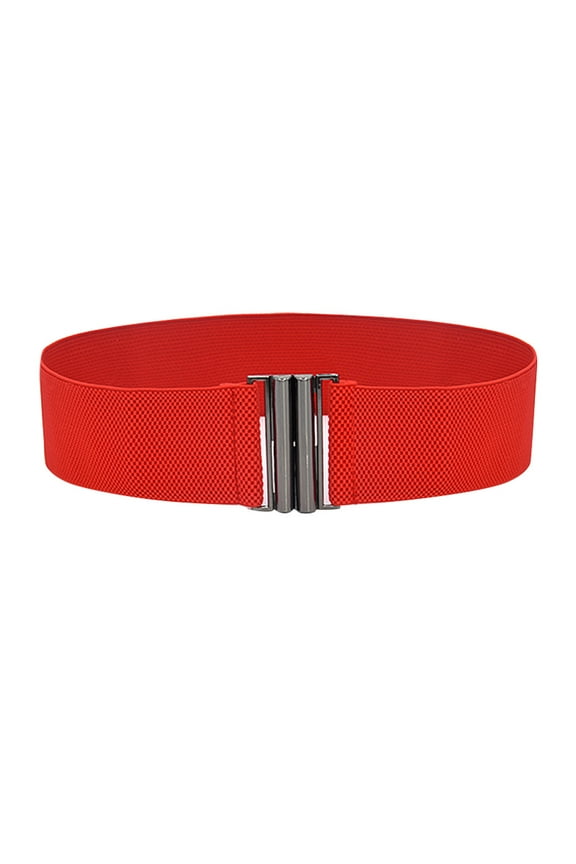 Belts for Women Buckle Stretch Dress Belt Lady Elastic Waist Wide Belts Women Wide Fashion Belt Red
