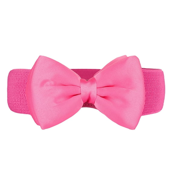 Baberdicy Belts for Women Ladies Elastic Stretch Chiffon Bow Belt Accessories Versatile Decorative Skirts Cloth Waistbands Belt Hot Pink