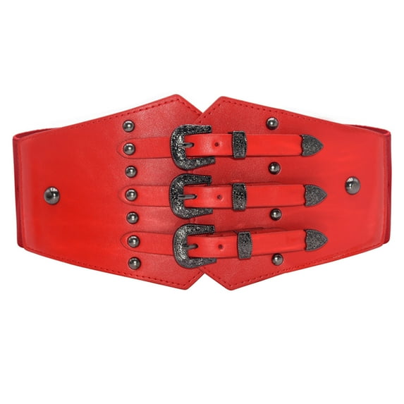 Baberdicy Belts for Women Ladies Fashion Versatile Belt Elastic Girdle Simple Dress Belt Red