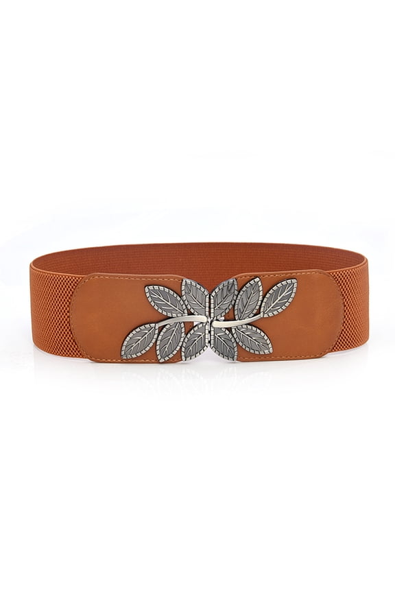 Adjustable Sash, Coffee Stretch Wild Fashion Dress Wide Belt Buckle Waistband Elastic Women's Waist Belt One Size