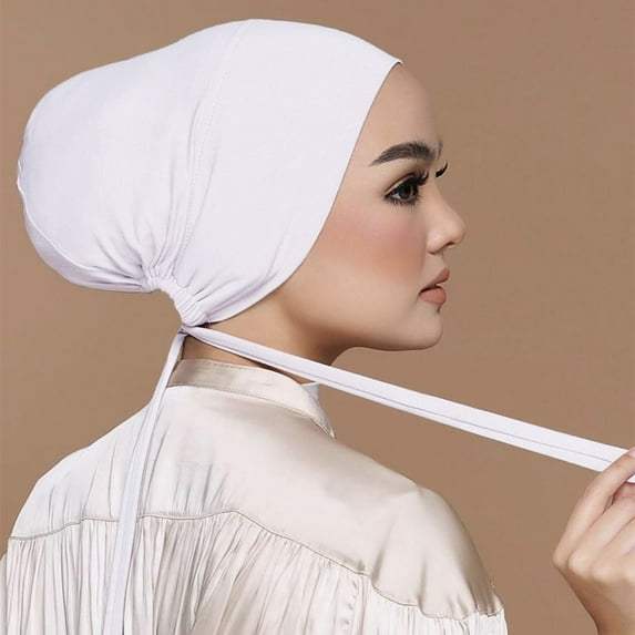 Baberdicy Black Hijab Big Deal Women Casual Solid Color Multicolor Elastic Bandage Lace Up Bottom Muslim Hijab Clearance!