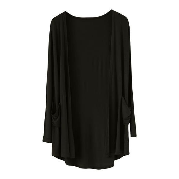 Baberdicy Black Women's Solid Color Spring And Summer New Cardigan Female Thin Long Sleeved Shawl Versatile Small Jacket Cotton Clothes Air Conditioning Shirt Large Size, M