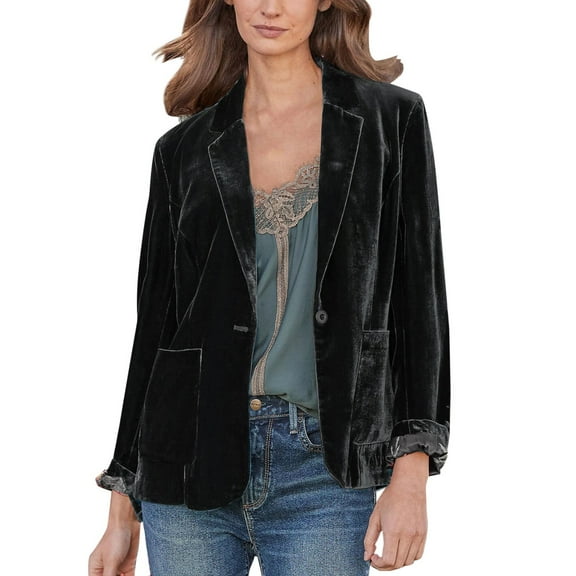 Baberdicy Blazer 2024 Women's Golden Velvet Solid Colour Fashion Casual Top Jacket Womens Blazer Black