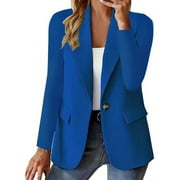 Baberdicy Blazer Jackets for Women, Women's Autumn and Winter Long Sleeved Button Solid Color Cardigan Small Suit Jacket Womens Blazer Blue